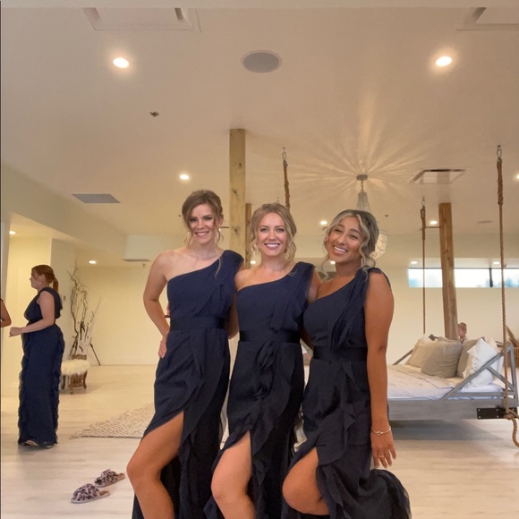 Style VW360274 White by Vera Wang Navy Bridesmaid Dress - Picture 4 of 4